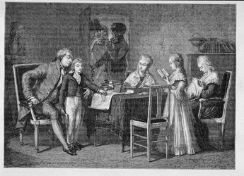 Les passe-temps de la famille royale française dans le Temple, gravés par Jonnard